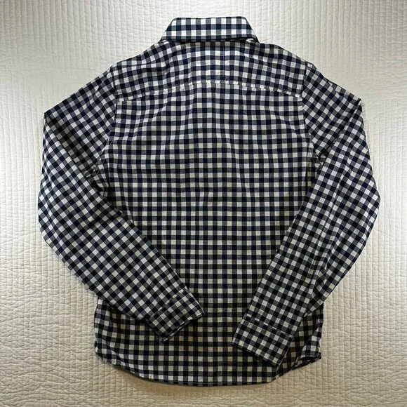 Hollister Navy Blue White Check Long Sleeve Preppy Button Down Shirt Size M - Picture 6 of 10